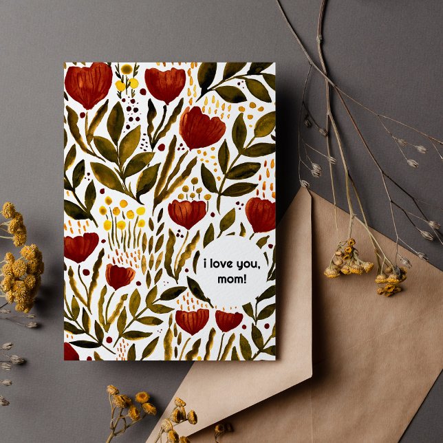 Orange Botanical I love you mom Mother's day Holiday Card (Creator Uploaded)