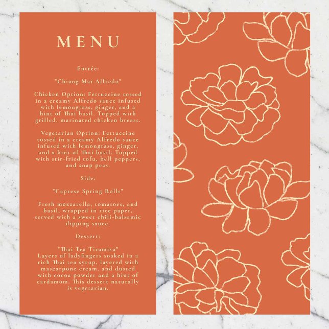 Orange Botanical Modern Wedding Menu (Creator Uploaded)