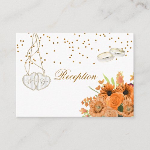 Orange Bouquet Flower  _ Reception Enclosure Card