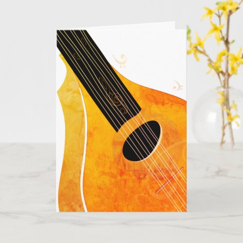 Orange Bouzouki Art Musical Instrument Card