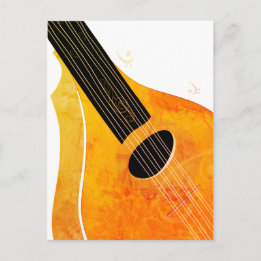 Orange Bouzouki Art Musical Instrument Postcard