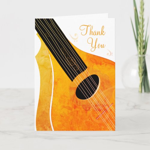 Orange Bouzouki Art Musical Instrument Thank You Card
