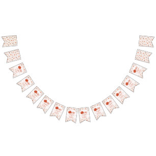 ORANGE BOW & ARCH FALL PUMPKIN FLOWERS BIRTHDAY BUNTING FLAGS