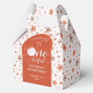 ORANGE BOW & ARCH FALL PUMPKIN FLOWERS BIRTHDAY FAVOR BOXES