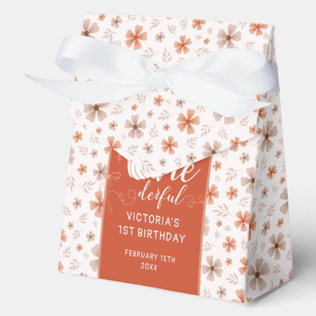 ORANGE BOW & ARCH FALL PUMPKIN FLOWERS BIRTHDAY FAVOR BOXES (Front)