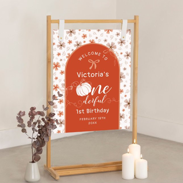 ORANGE BOW & ARCH FALL PUMPKIN FLOWERS BIRTHDAY POSTER (Creator Uploaded)