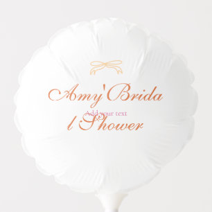 Orange bow bridal shower bold retro hand drawn nam balloon