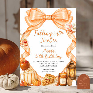 Orange Bow Fall into birthday Invitation