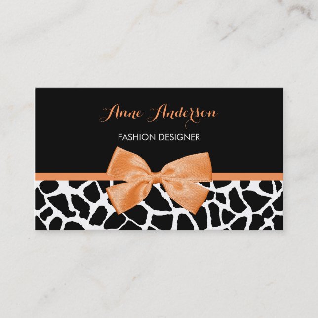 Orange Bow Fashion Designer Business Card (Front)