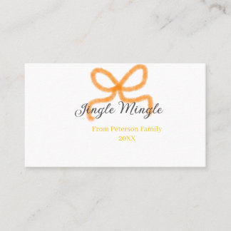 Orange bow jingle Mingle retro boho family namdate Business Card