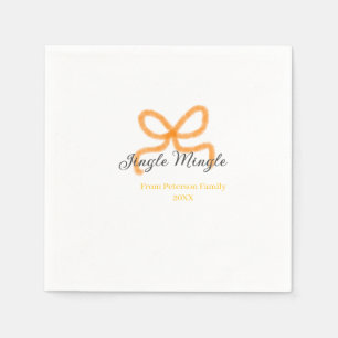 Orange bow jingle Mingle retro boho family namdate Napkins
