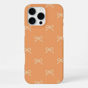 Orange Bow Pattern Coquette Girly Spring Summer iPhone 16 Pro Max Case