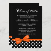 Orange Bow Polka Dots Graduation Announcement (Front/Back)
