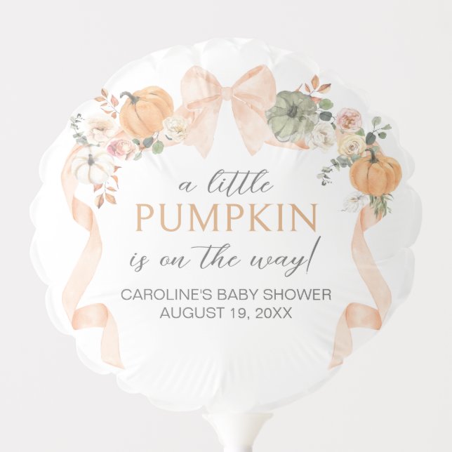 Orange Bow Pumpkin Baby Shower Balloon (Front)