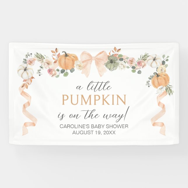 Orange Bow Pumpkin Baby Shower Banner (Horizontal)