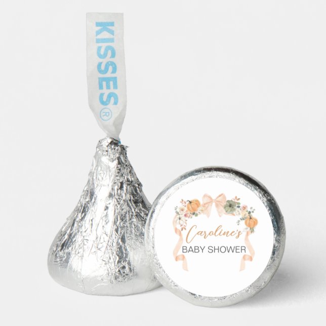 Orange Bow Pumpkin Baby Shower Hershey®'s Kisses® (Front)