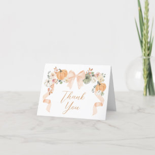 Orange Bow Pumpkin Baby Shower Letterpress Thank You Card