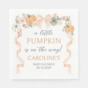 Orange Bow Pumpkin Baby Shower Napkins