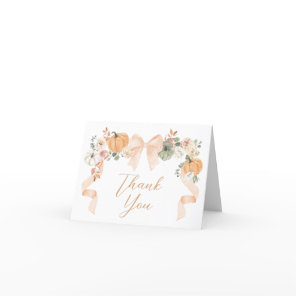 Orange Bow Pumpkin Baby Shower Thank You Card