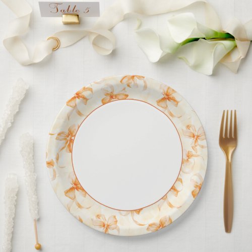 Orange Bows Bridal Shower Paper Plates
