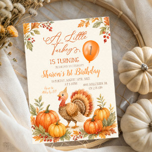 Orange Boy Turkey 1st Birthday Invitation