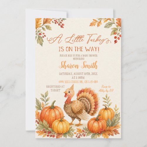 Orange Boy Turkey Baby Shower Invitation