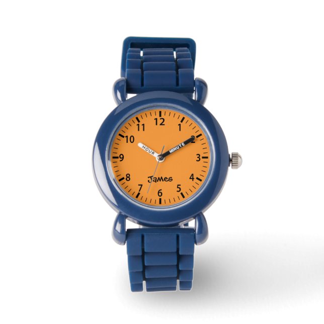 Orange Boys Personalized Kids Watch  (Front)