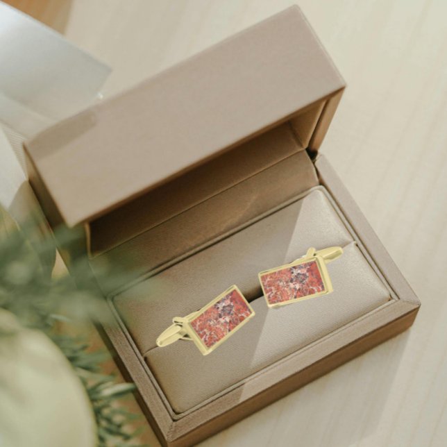 Orange Brecciated Jasper Stone Pattern Cufflinks (In Situ Gold)