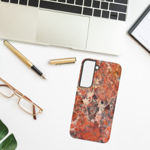 Orange Brecciated Jasper Stone Pattern Samsung Galaxy S22 Case
