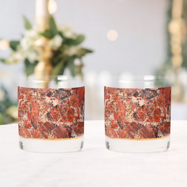 Orange Brecciated Jasper Stone Pattern Whiskey Glass (Insitu (Wedding))