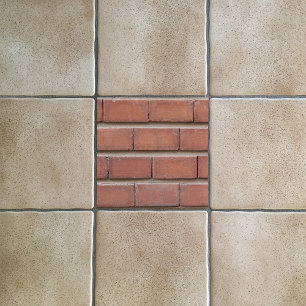 Orange Brick And Gray Mortar Background Ceramic Tile