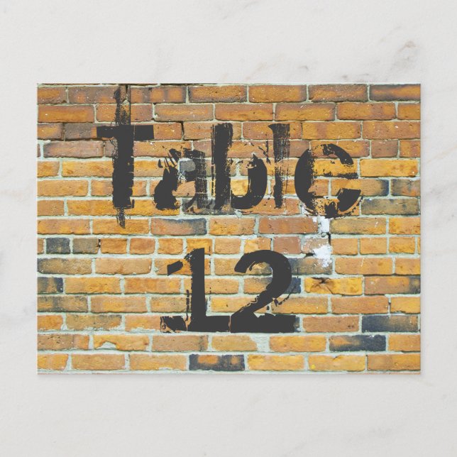 Orange Brick Graffiti Reception Table Numbers (Front)