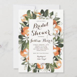 Orange Bridal Shower Invitation, Southern Bridal  Invitation