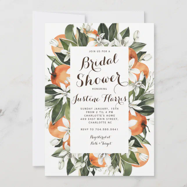 Orange Bridal Shower Invitation, Southern Bridal Invitation | Zazzle