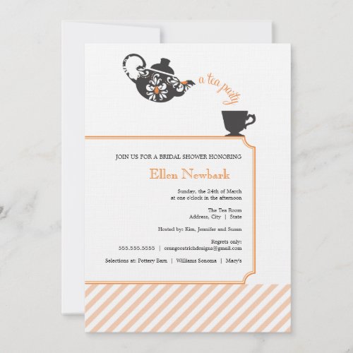 Orange Bridal Shower Invitation - Tea