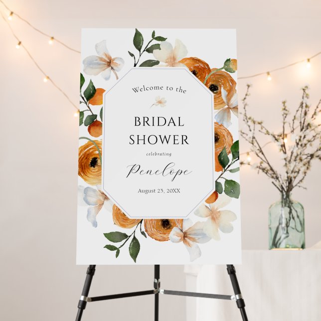 Orange Bridal Shower Welcome Sign (In Situ (Stand))