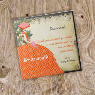 Orange Bridesmaid Thank You Tile Gown with Tree