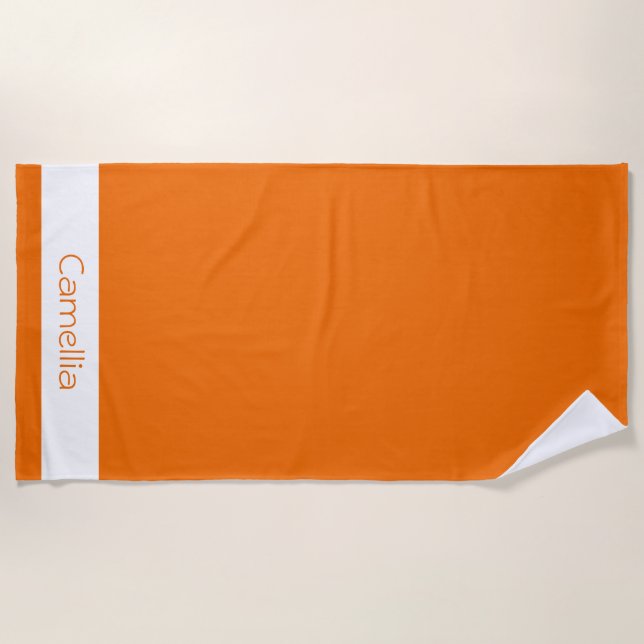 Orange Bridesmaids Names Calligraphy Chic Elegant  Beach Towel (Front)