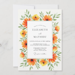 Orange Bright Summer Wedding Invitation