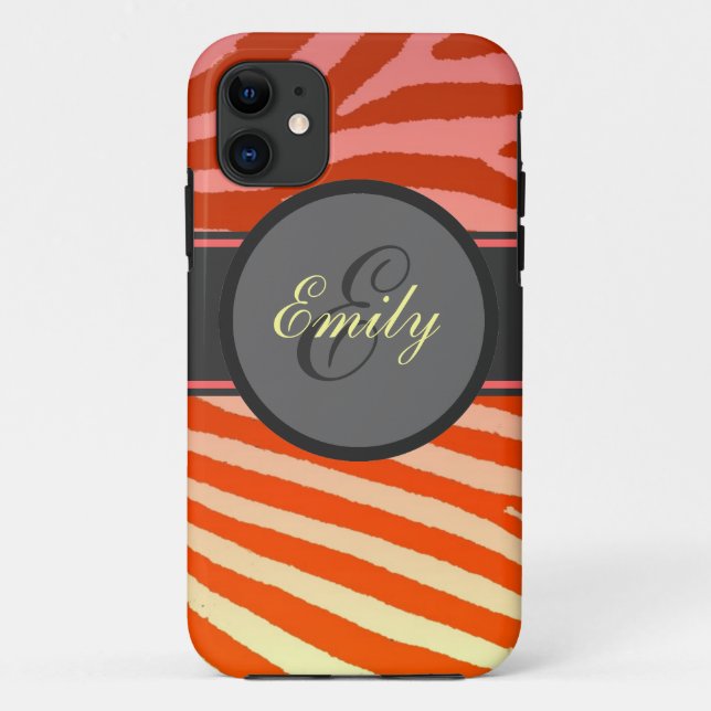 Orange bright zebra stripes custom iphone 5 case (Back)
