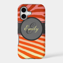 Orange bright zebra stripes custom iphone 5 case