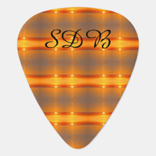 Orange Brighton Beach Sunrise Guitar Pick