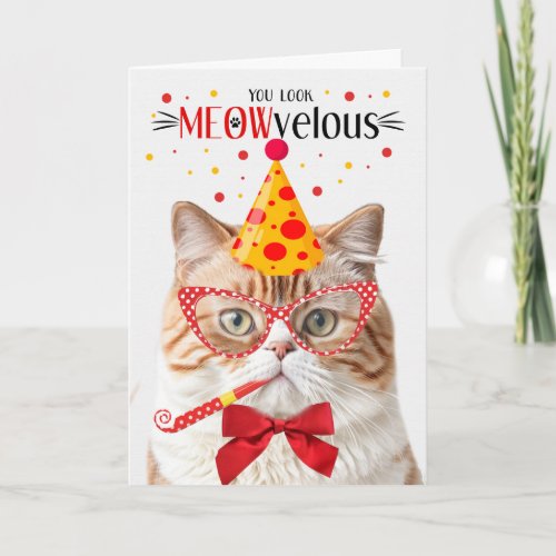 Orange British Shorthair Cat MEOWvelous Birthday Card