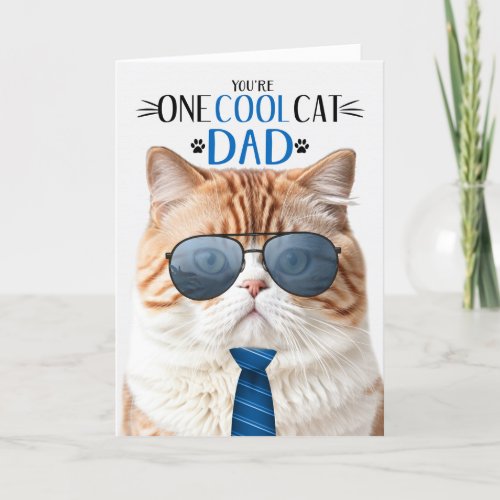 Orange British Shorthair Fathers Day One Cool Cat Holiday Card
