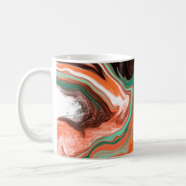 Orange Brown Abstract Art modern Coffee Mug (Left)
