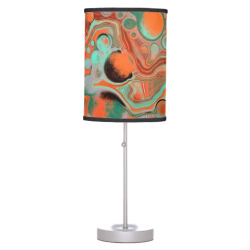 Orange Brown Abstract Art modern Fluid Art  Table Lamp