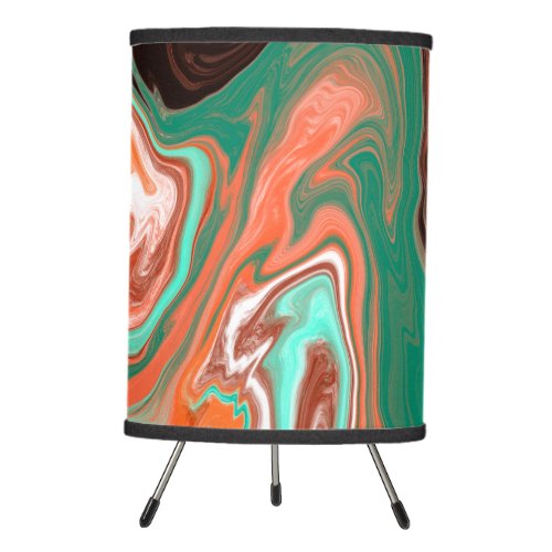 Orange Brown Abstract Art modern Fluid Art  Tripod Lamp