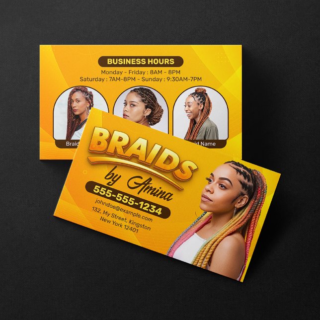 Orange Brown African Hair Braiding Braids Salon Business Card (Creator Uploaded)