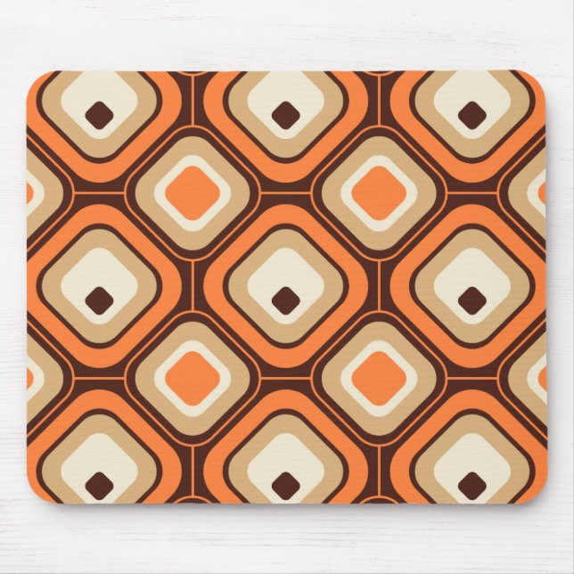 Orange, brown and beige squares mouse pad (Front)