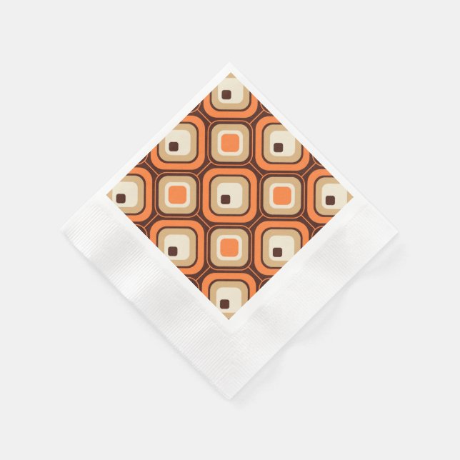 Orange, brown and beige squares paper napkins (Corner)
